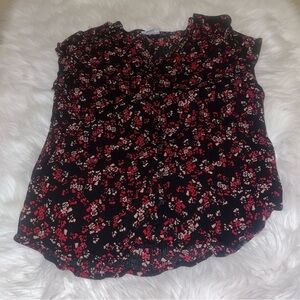 Liz Claiborne Black and Red Floral Blouse